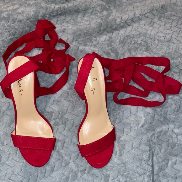 Lulus Shoes - Red heels with wrap around straps